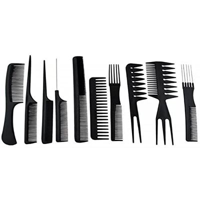 comb set 10 pieces Hairdresser Accessories Black Transparent Bag Professional 2568