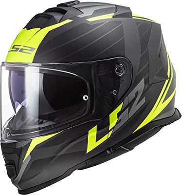 LS2, Casque Moto Intégral Storm II Nerve Matt Black H-V Yellow, XXL