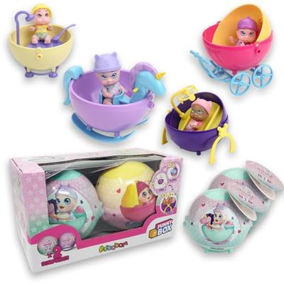 sbabam FUNNY BOX Baby Love B.I.B., Giochi per Bambini da Edicola, Mini Bambolotto Bambina con Pannolino e Cuffietta, 2 Pezzi - Giocattoli e Bambolotti per Regalo Bambina con Sfera che si Trasforma