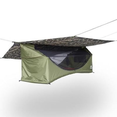 Haven Tent XL - Forest Camo - Complete Lay-Flat Hangmattent voor Camping - Inclusief Geïsoleerde Pad en Rainfly - 80"x30"