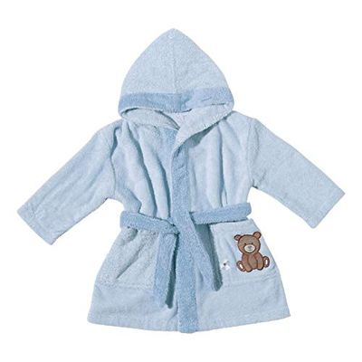 Egeria Cappotto con Cappuccio Accappatoio Teddy Bear, Cotone Bio, Cielo, 104