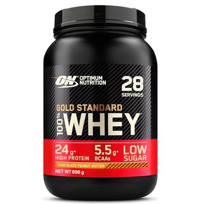 Optimum Nutrition Gold Standard 100% Whey Protein, Muscle Building Powder With Naturally Occurring Glutamine and BCAA Amino Acids, Chocolate Peanut Butter Flavour, 28 Servings, 896 g