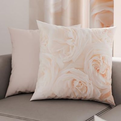 PETTI Artigiani Italiani - Par de Fundas de Almohada 65x65 cm, Pareja de Funda de Cojín Floral Blanco, 100% Microfibra Hipoalergénica, Paquete de 2, Made in Italy