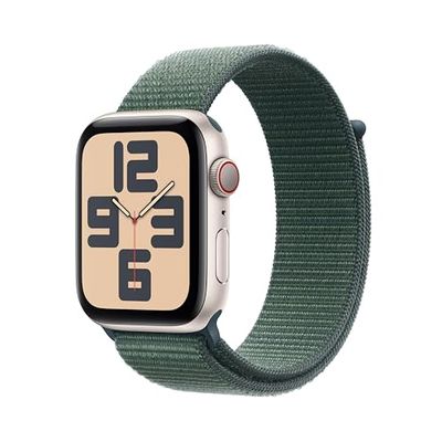 Apple Watch SE (2nd Gen) GPS+Cellular 44mm Smartwatch with Starlight Aluminium Case with Lake Green Sport Loop - One Size. Fitness & Sleep Trackers, Crash Detection, Heart Rate Monitor, Carbon Neutral