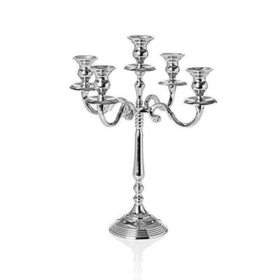 WAS 1198 305 Bougeoir 5 Fammg en Aluminium nickelé Hauteur 30 cm