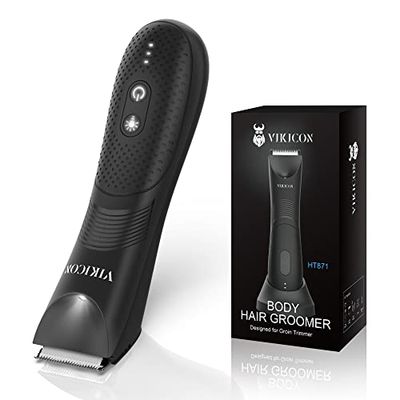 Manscape Trimmer for Men, VIKICON Pubic/Body Hair Trimmer, Electric Ball Trimmer for Private Parts, IPX7 Waterproof Body Goomer Shavers, USB-C Charging, Gifts for Men, New HT871