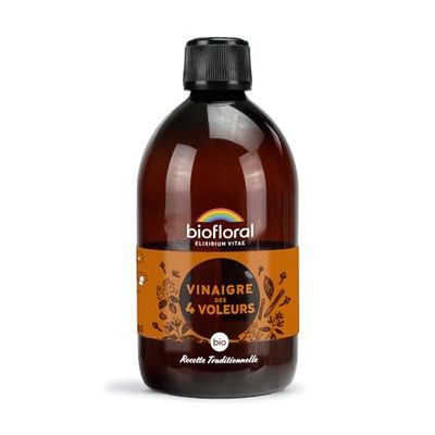 BIOFLORAL - Vinaigre des 4 Voleurs BIO 500 ML - Renforce l'Immunité - Recette Traditionnelle