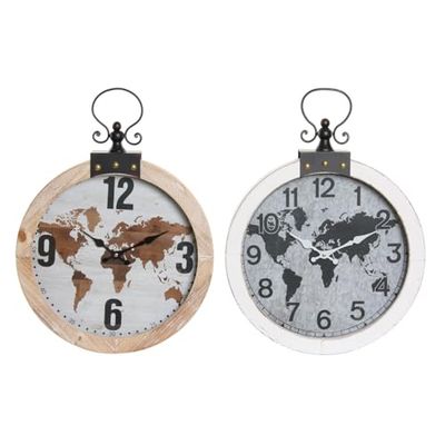 RELOJ PARED MDF HIERRO 40X4X54 MAPAMUNDI 2 SURT