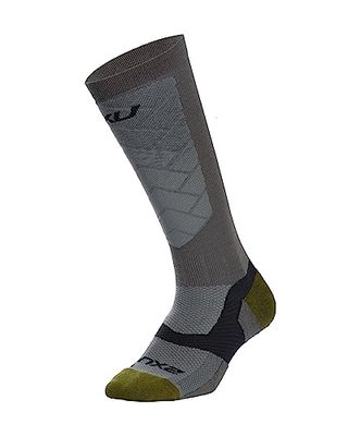 2XU Vectr Alpine Compression Socks Chaussettes, Titanium/Winter Moss, 36 Mixte