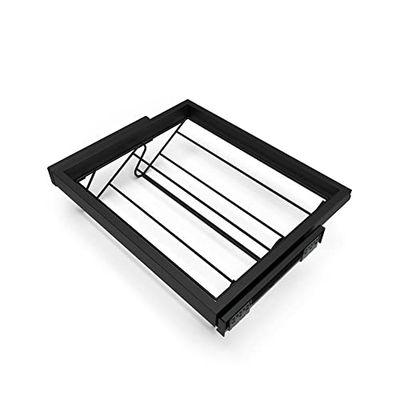 Emuca - Kit of shoe drawer and rack with soft-close slide for closets, adjustable, module 600mm (23,6 inch), Textured black painted