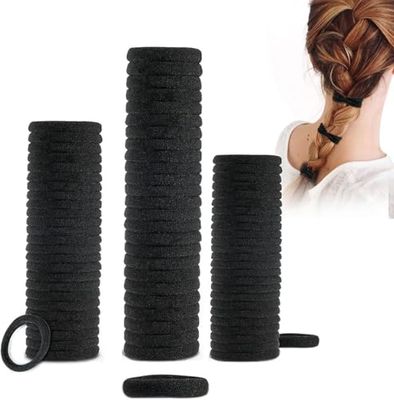 Élastiques Cheveux Fille 6mm,Lot de 50 élastiques à cheveux épais de 4 cm pour femme et fille, chouchous pour queue de cheval, noir