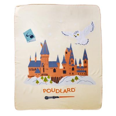 Harry Potter Hedwige School - Manta Polar (100% poliéster, 110 x 140 cm), Color Beige
