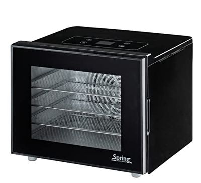 Spring 3812407001 Basic 30, 0 × 25, 5 21, cm, horizontaal droogsysteem 35 °C tot 70, timer, 1 24 uur kijkvenster met droogrooster en dienblad voor fruitleer, roestvrij staal