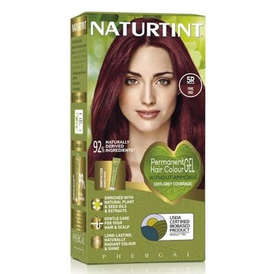 Naturtint Permanent Hair Colour, 5R Fire Red, Plant Enriched, Ammonia Free, Long Lasting Grey Coverage and Radiant Colour, Nourishment and Protection