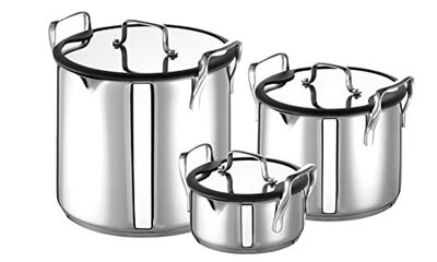 ROHE Germany Tiny Marco Batterie de cuisine empilable 3 pièces en acier inoxydable