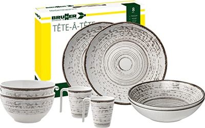 Brunner 0830143N.C2K campingservies set voor 2 personen, Tête-À-Tête Kassandra, 8-delig