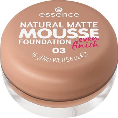 essence Fond de teint naturel mat, n° 03, nude, matifiant, couvrant, résultat express, mat, végétalien, sans huile, sans parfum, sans alcool, 1 paquet (15 g)