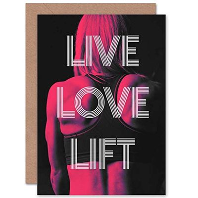Wee Blue Coo Live Love Lift Word Art Blank Greeting Card