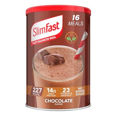 SlimFast Meal Replacement Shake for Weight Loss & Balanced Diet, Vitamins and Minerals, Low Calorie, High Protein, Chocolate Flavour, 16 servings, 600 g, Packaging May Vary