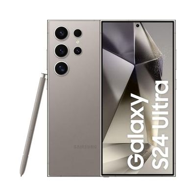 Samsung Smartphone Galaxy S24 Ultra AI, telefono cellulare Android senza contratto, 12 GB RAM/256 GB, fotocamera da 200 MP, penna S, batteria a lunga durata, grigio titanio, 3 anni