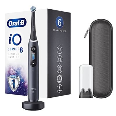 Oral-B iO - 8 Édition Limitée - Brosse À Dents Électrique Noire, 1 Manche Haut De Gamme connecté Bluetooth Avec Technologie Magnétique Révolutionnaire, 1 Brossette, 1 Étui