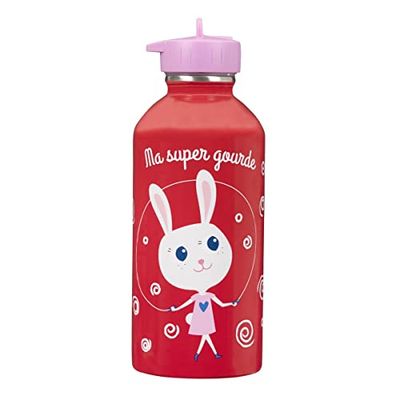 DRAEGER PARIS 1886 - Gourde Enfant Acier Inoxydable 300ml Rouge - Message Ma Super Gourde - Design Durable & Écologique - Idéale École & Sport - Facile à Nettoyer - Réutilisable & Antichocs