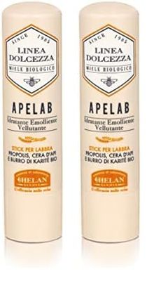Helan, Apelab Stick, Burrocacao Naturale con Burro di Karitè BIO, Lip Balm Idratante e Riparatore contro Freddo e Sole, Emolliente, Balsamo Labbra Secche e Screpolate, 4 ml (Confezione da 2)