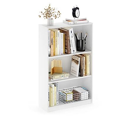 Furinno Bibliothèques, Bois, Blanc, Taille Unique, dense, One Size, 3 niveaux