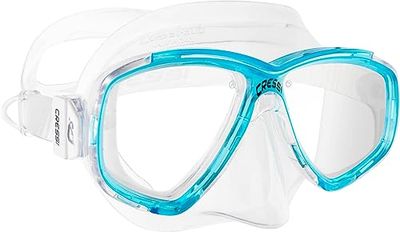 Cressi Perla Mask - Separate Glass Mask for Fishing, Freediving, Snorkelling and Diving, Unisex Adult, Transparent/Aquamarin, One Size