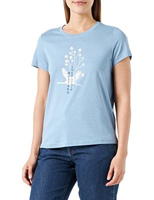 MUSTANG Dames Style Alina C Print T-Shirt, Vervagen Denim 5124, S