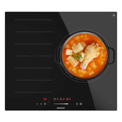 Cecotec Placa de Inducción de 1 Fuego y 1 Zona Flex, 60cm, Bolero Squad 3001 Flex. 6600W, 9 Niveles, Bajo Consumo, Temporizador, Función de Refuerzo, Control Táctil, Bloqueo para Niños