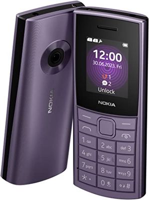 Nokia 110 4G Feature Phone With Camera, Bluetooth, FM radio, MP3 player, MicroSD, Long-Lasting Battery, and Pre-loaded Games, Dual Sim - Purple