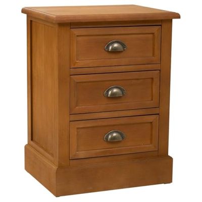 Mesita de madera de 3 cajones marron