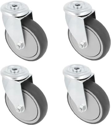 Amig - Set 4 Ruote per Mobili | Ø 100 mm | Ruote Girevoli Senza Piastra di Montaggio | Peso Massimo 110 Kg | Per Spostare Mobili Pesanti | Cuscinetti a Rulli | Nucleo in Plastica | Gomma Grigia