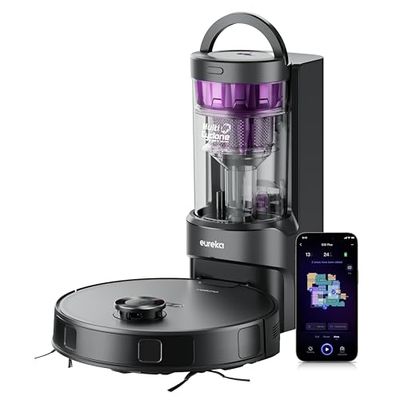 EUREKA E20 Plus Robot Vacuum with Bagless Self Emptying Station, Robotic Vacuum and Mop Combo, 45-Day Capacity, Upgraded 8000Pa Suction and Anti Hair-Tangling Brush, LiDAR Navigation, App Control