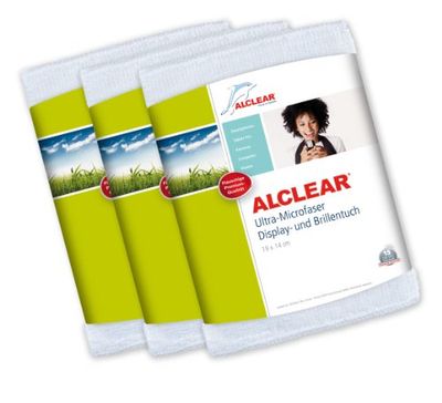 ALCLEAR 950003i ściereczka z mikrofibry do wyświetlaczy iPhone, iPad i iPod, 19 x 14 cm, biała, zestaw 3 sztuk