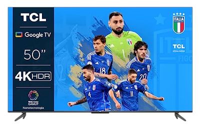 TCL 50P739 50 tums TV, 4K HDR, Ultra HD, Smart TV Powered by Google TV, ramlös design (Dolby Vision & Atmos, handsfree-röststyrning, kompatibel med Google Assistant & Alexa)