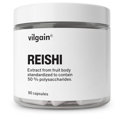 Vilgain Reishi – Immune System Booster & Heart Health Support, High-Potency Reishi Mushroom Extract with 50% Polysaccharides, Antioxidant-Rich Formula for Cholesterol Balance, 90 Vegan Capsules