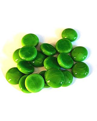 MesBilles - 250 GR Vert Perle 60 Billes Plates Plates - Galet en Verre 20 mm Cailloux en Verre décoratifs