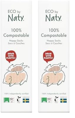 Eco by Naty Ecological Disposable Bags - Baby Nappy Sacks, 100% Compostable and Biodegradable (Pack of 100 pieces)