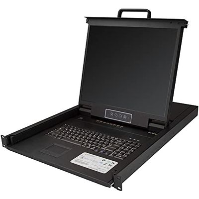 StarTech.com Consola KVM de 8 puertos para Montaje en Rack - Teclado QWERTY - con Cables de 1,8m - Conmutador KVM con Monitor LCD de 19" - Switch KVM LCD 1U OSD - 50.000 MTBF - USB + VGA (RKCONS1908K)