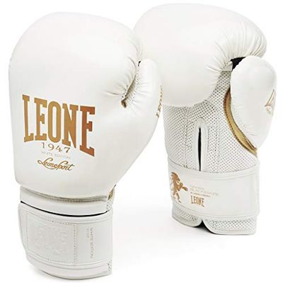LEONE 1947, Black Edition boxningshandskar, Svartvita handskar, Vit, 10 oz, GN059