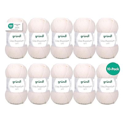Fil à tricoter et à crocheter Gründl Lisa Premium Uni (doux et semblable à la laine, fil à tricoter lavable et facile d’entretien 100 % polyacrylique, 50 g / 133 m), Beige LOT DE 10