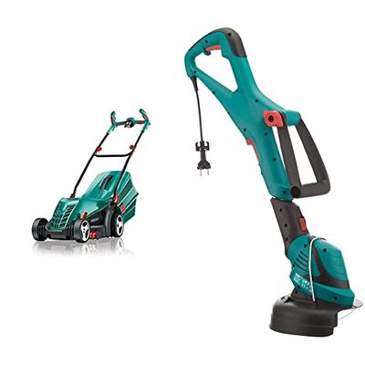 Bosch Cortacésped Arm 34 (1300 W, Ancho de Corte 34 cm, en Caja) & 06008A5800 Art 24 Cortabordes, 400 W, Aluminium, Schwarz, Grün, Rot, 24 cm