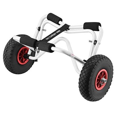 RAD Sportz Chariot à roulettes avec pneus sans air – Capacité de 63,5 kg pour transporter kayak, paddle, SUP, canoë – Cadre en aluminium (blanc)