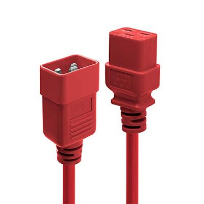 LINDY 30123 1 m IEC-förlängningskabel, röd