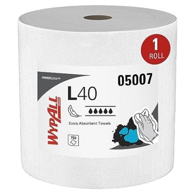 WypAll L40 Power Clean Paños Industriales 7452, Resistencia y Absorción Superior, Ideal para Limpieza Industrial y Mantenimiento, Compatible con Dispensadores Kimberly-Clark