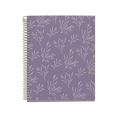 MIQUELRIUS MR46595 - Cahier A5 recyclé - Quadrillage 5 mm - 120 feuilles - 4 bandes de couleur - Spirale - Collection Garden Memories - Fleurs Lilas