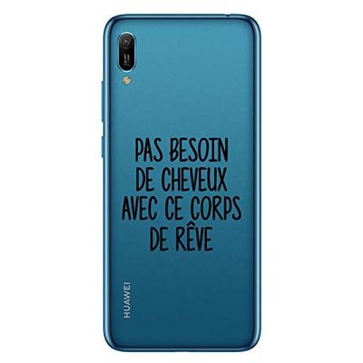 Zokko Beschermhoes voor Huawei Y6 2019, met droomlichaam, zacht, transparant, zwarte inkt.