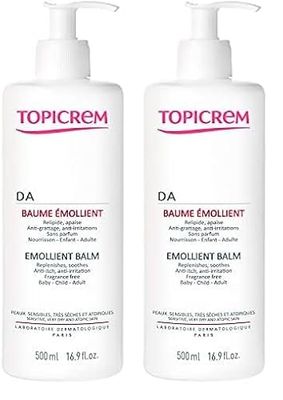 Topicrem - DA PROTECT Baume Émollient - Crème Hydratante, Relipide, Nourrit & Apaise- Soin Visage et Corps pour Peaux Sensibles, Sèches, Atopiques, Bébés, Enfants&Adultes- Fabrication Française- 500ml